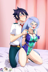 1boy 1girls amajiki_tamaki ball_gag black_hair blue_hair blush bondage bound breast_grab breasts consensual_bondage female femsub gag groping groping_from_behind hadou_nejire happy_sub heavy_breathing long_hair male maledom my_hero_academia nejire_hado nero-kun rope rope_bondage rope_harness swimsuit tamaki_amajiki u.a._school_uniform willing_sub rating:Explicit score:200 user:red3301