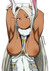 1girls areolae armpits arms_up big_anus big_butthole breasts color dark-skinned_female dark_skin female_only hero_outfit_(mha) long_ears long_hair looking_at_viewer miruko my_hero_academia nipples rabbit_ears red_eyes rumi_usagiyama shoganight solo stretching white_background white_hair rating:Explicit score:376 user:weposol938