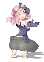 1girls ass barefoot belt feet female female_only gloves goggles goggles_on_head hotvr looking_at_viewer looking_back mei_hatsume my_hero_academia pantylines pink_hair pouches simple_background slender_waist slim soles solo squat squatting tank_top vest vpl white_background rating:Questionable score:477 user:Pitchmeetingsaretight