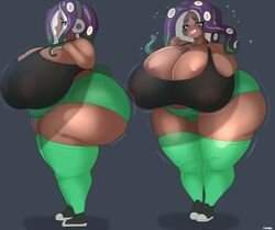 1girls alternate_ass_size alternate_body_type alternate_breast_size ass big_belly breasts busty dark_skin female fladdykin gigantic_ass gigantic_breasts green_eyes huge_ass huge_breasts humanoid hyper hyper_ass hyper_breasts marina_(splatoon) motion_lines nintendo octoling off_the_hook_(splatoon) overweight overweight_female see-through shoes smiling sneakers solo solo_focus splatoon splatoon_2 thick_thighs thighhighs rating:Questionable score:198 user:CursedImages