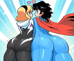 2girls ass ass_focus cape clara_kent crap-man dc female_only from_behind gwen_stacy hairband heart marvel rule_63 speech_bubble spider-gwen spider-man_(series) superheroine superman_(series) superwoman tagme thick_ass rating:Questionable score:175 user:justausername