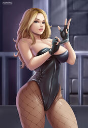 1girls big_breasts black_canary breasts cleavage dc dc_comics dinah_lance female female_only flowerxl green_arrow_(series) large_breasts looking_at_viewer solo thick_thighs wide_hips rating:Questionable score:150 user:justausername