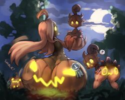 3girls ? anthro ass ass_cleavage big_ass borvar bottom_heavy butt_crack female female_only gourgeist huge_ass large_ass larger_female long_hair nintendo owo pink_hair pokémon_(species) pokemon pokemon_xy pumpkaboo pumpkin_butt short_hair size_difference smaller_female spank_marks spanking thick_ass voluptuous yellow_eyes rating:Explicit score:151 user:Xang_edit