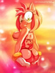  amy_rose anthro ass big_butt bikini breasts bytesduh clothing eulipotyphlan female fullmetalsketch green_eyes hedgehog hi_res mammal sega side_boob solo sonic_the_hedgehog_(series) swimwear  rating:questionable score: user:bot