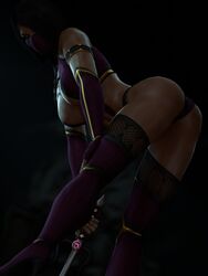 3d ass athletic athletic_female bent_over big_breasts black_hair breasts bubble_butt busty cleavage cleavage_cutout elbow_gloves female female_focus female_only hourglass_figure large_breasts leotard looking_at_viewer looking_back mask mileena mortal_kombat mortal_kombat_(2011) nail_polish pinup rear_view short_hair skimpy skimpy_clothes solo thigh_boots thong_leotard tom123 wide_hips rating:Explicit score:87 user:lobixis