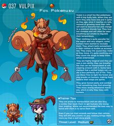 blue_background dark_skin english_text fox_tail hi_res kinkymation nintendo orange_hair page_37 personification pokedex pokemon pokemon-girl_encyclopedia pokemusu profile tail text vulpix rating:Questionable score:102 user:Hung_Kyle_19