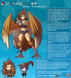 bird_girl english_text fearow harpy hi_res kinkymation monster_girl nintendo page_22 personification pokedex pokemon pokemon-girl_encyclopedia pokemon_rgby pokemusu profile text rating:Questionable score:66 user:Hung_Kyle_19