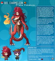 abs breasts charmeleon claws english_text hi_res kinkymation loincloth nintendo page_5 personification pokémon_(species) pokedex pokemon pokemon-girl_encyclopedia pokemusu profile red_hair tail text torn_clothes rating:Questionable score:87 user:Hung_Kyle_19