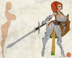 1girls armor ass big_ass big_breasts breasts busty clothed female female_only green_eyes green_eyes_female holding_weapon knight knight_sophia original_character red_hair socarter solo solo_female sword thick_thighs warrior rating:Questionable score:141 user:Neney