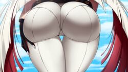 absurdres apple_butt ass ass_focus back_view belt black_gloves blonde_hair blue_sky bodysuit bubble_butt cameltoe close-up commentary dat_ass female from_behind gloves guilty_gear guilty_gear_xrd highres huge_ass jack-o'_valentine lindaroze long_hair pantylines skin_tight sky solo thigh_gap thighs tight_clothing very_long_hair rating:Questionable score:418 user:Frank_Wolf