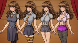 1girls akabur alternate_costume areola_bulge big_breasts bimbo bimbofication blank_stare blush bra bra_visible_through_clothes breasts brown_eyes brown_hair cleavage clothed clothed_female clothing cum_in_mouth curly_hair embarrassed female female_only fishnets front_view fully_clothed harry_potter hermione_granger human human_only light-skinned_female light_skin magic_user microskirt miniskirt nipple_bulge open_shirt panties panties_visible_through_clothing parted_lips pink_clothing school_uniform schoolgirl see-through see-through_clothing shiny_skin shirt short_skirt shoulder_length_hair skirt small_waist socks solo standing stockings student teeth teeth_clenched tied_shirt transformation transformation_sequence underwear uniform white_bra white_panties witch witch_trainer rating:Questionable score:396 user:BBBlooster