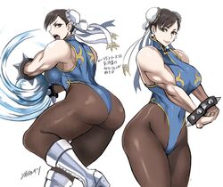 back_muscles bangs big_ass big_breasts breasts brown_eyes brown_hair capcom chun-li clothed_female female female_only hips leotard long_hair looking_at_viewer magic mature_female muscle_tone muscular_female pale-skinned_female pale_skin pantyhose pose shibusun smile solo solo_female solo_focus spiked_bracelet street_fighter thick_hips thick_thighs thighs wide_hips rating:Explicit score:186 user:Ponic5