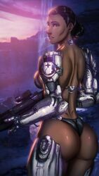 1girls 2015 2d 343_industries armor ass bare_back bikini bikini_armor black_hair breasts dark-skinned_female female female_only female_spartan_(halo) halo_(series) holly_tanaka looking_back nipples panties purple_eyes shiny_skin sideboob smile spartan_(halo) spartan_iv_(halo) ultamisia weapon rating:Questionable score:65 user:TwinkieLord