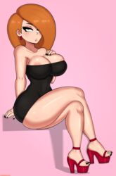 1girls absurdres alternate_breast_size big_breasts black_dress breasts brown_hair cleavage disney dress drunkavocado female female_focus female_only female_protagonist full_body green_eyes high_heels highres kim_possible kimberly_ann_possible large_breasts long_hair looking_at_viewer nipples nipples_visible_through_clothing platform_heels seductive sitting solo solo_female solo_focus thick_thighs tube_dress wide_hips rating:Questionable score:353 user:justausername