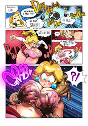 1boy 2girls animal_crossing big_penis breast_grab breasts cleavage comic crossover female groping huge_breasts isabelle_(animal_crossing) link link_(breath_of_the_wild) male mario_(series) nintendo princess_peach sasatseng super_smash_bros. the_legend_of_zelda the_wrestling_princess thick_thighs rating:Explicit score:99 user:SplatLover