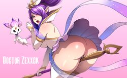 1girls artist_name ass backboob big_ass blush janna_windforce league_of_legends pointy_ears ponytail purple_hair star_guardian_janna star_guardian_series surprised tagme thick_thighs thighhighs upskirt wide_hips zexxck rating:Explicit score:118 user:porlalalala