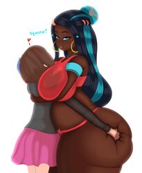 1futa 1girls age_difference ass dark-skinned_female dickgirl female fladdykin futa_on_female futanari gloria_(pokemon) hands_on_ass huge_ass hugging interracial nessa_(pokemon) nintendo older_female pokemon pokemon_ss squeeze thick_thighs thigh_sex thighjob wide_hips younger_futanari rating:Questionable score:232 user:justausername