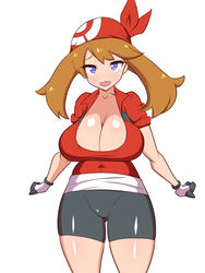 1girls alternate_eye_color big_breasts black_shorts brown_hair curvy_figure dd_(artist) female gloves huge_breasts large_breasts leggings may_(pokemon) nintendo pale-skinned_female pale_skin pokemon pokemon_rse purple_eyes shiny_skin shorts spandex thick_thighs thighs tight_clothing white_background wide_hips rating:Questionable score:82 user:Ugabuga