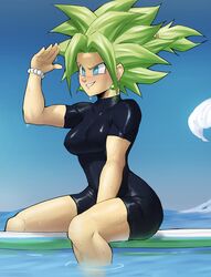 1girls big_ass big_breasts black_clothing blue_eyes breasts dragon_ball dragon_ball_super earrings echosaber female female_saiyan fully_clothed fusion green_eyes green_hair hair huge_ass kefla legendary_super_saiyan light-skinned_female light_skin potara_earrings saiyan short_hair smile solo solo_female spiky_hair super_saiyan surfboard universe_6 universe_6/universe_7 universe_6_girls wave wet_clothes wetsuit rating:Safe score:274 user:deleted7304