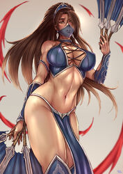 1girls 2d belly brown_eyes brown_hair curvy female female_only gauntlets kachima kitana large_breasts loincloth looking_at_viewer mortal_kombat mortal_kombat_(2011) muscular navel revealing_clothes solo war_fan warrior rating:Questionable score:164 user:TheKindHaremMaster