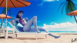 1girls 3d beach big_breasts denisem female female_only legs looking_at_viewer lying overwatch solo swimsuit widowmaker rating:Safe score:65 user:DeniseM