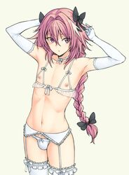 1boy astolfo_(fate) crossdressing fate_(series) femboy lingerie male male_bride male_only pas_(paxiti) pink_hair solo trap trap_bride rating:Questionable score:190 user:UnderTheBlue