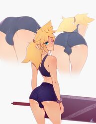 1boy ass backsack bending_over biting_lip blonde_hair cloud_strife crossdressing femboy final_fantasy final_fantasy_vii girly leaning_forward long_hair pee-kay ponytail solo square_enix trap wink rating:Questionable score:334 user:MegaMoo