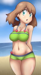 1girls beach big_ass bikini blue_eyes brown_hair cucarachaaa female large_breasts may_(pokemon) navel open_mouth pokemon pokemon_rse solo thick_thighs voluptuous wide_hips rating:Questionable score:69 user:HentaiFan1997