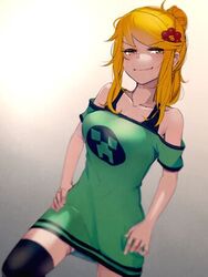 1girls adult at2. bare_shoulders blonde_hair breasts clothed_female commission creeper creeper_(minecraft) creeper_girl cupa female female_only female_solo green_shirt hands_on_hips hips humanoid looking_at_another looking_at_viewer minecraft mob_talker monster_girl no_nipples no_nipples_visible no_panties no_penis no_sex no_visible_genitalia no_visible_nipples orange_eyes orange_hair safe safe_for_work smile smug smug_grin smug_smile solo solo_female stockings thighs yellow_eyes rating:Safe score:182 user:Cupa-The-Creeper