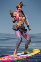 3d barefoot breasts fortnite gloves jacket_around_waist lewdrex ocean ocean_(fortnite) peace_sign pouch shirt_lift surfboard surfing tagme watermark rating:Explicit score:43 user:Thakha