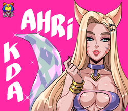 ahri blonde_hair k/da_all_out_ahri k/da_all_out_series kyoffie league_of_legends rating:Questionable score:80 user:UsuarioX22