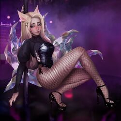 1girls ahri blush club fishnets fox_ears foxgirl high_heels k/da_all_out_ahri k/da_all_out_series k/da_series league_of_legends open_toe_shoes pantyhose pole pole_dancing riot_games stiletto_heels stripper_heels stripper_pole succubewbs sweat the_baddest_ahri very_high_heels rating:Safe score:156 user:succubewbs