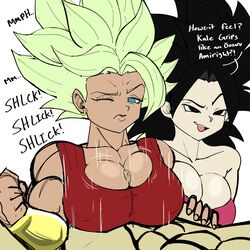 1boy 2girls big_breasts breast caulifla dark-skinned_female dark_skin dragon_ball dragon_ball_super english_text female green_hair huge_breasts kale kale_(berserker) legendary_super_saiyan light-skinned_female light_skin male multiple_girls muscular_female naughty_face nipples paizuri pseudocel rough_sex saiyan seductive seductive_smile short_hair smile spiky_hair straight super_saiyan super_saiyan_2 text threesome universe_6/universe_7 universe_6_saiyan/universe_7_saiyan rating:Explicit score:206 user:Ponic5