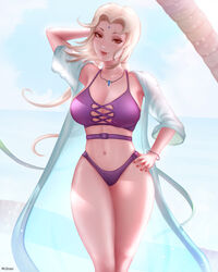 1girls arm_behind_head bathrobe big_breasts bikini blonde_hair bracelet breasts brown_eyes cleavage facial_mark female female_only forehead_mark hand_on_hip jewelry large_breasts long_hair mcdobo naruto naruto_(series) naruto_shippuden necklace open_bathrobe smile swimsuit tied_hair tsunade twintails wide_hips rating:Questionable score:118 user:UnrealHarbor