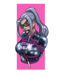 1girls ball_gag black_cat_(insomniac) black_cat_(marvel) bodysuit bondage felicia_hardy female female_only frelncer fully_clothed gagged gagged_female insomniac_games marvel marvel_comics mask masked_female ponytail rope_bondage solo spider-man_(ps4) spider-man_(series) spider-man_2_(ps5) white_hair white_hair_female rating:Questionable score:26 user:VEBbeast