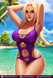 1girls armpits arms_behind_back arms_behind_head arms_up barely_contained beach big_breasts bikini blonde_hair brown_eyes curvaceous curves curvy female female_focus female_only hips hokage large_breasts lips lipstick long_hair luminyu mature mature_female naruto naruto_shippuden navel one-piece_swimsuit smile solo solo_focus summer swimsuit tattoo thick_thighs thighs tsunade voluptuous white_skin yellow_hair rating:Questionable score:112 user:Quarks