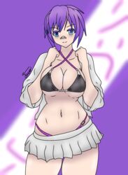  blue_hair bra melody_(projektmelody) projektmelody purple_hair purringnsfw_(artist) skirt squished_breasts virtual_youtuber vshojo vtuber  rating:explicit score: user:adudeonr3461