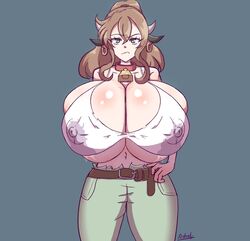  animal_ears areolae astralx big_breasts bra brown_hair cow_ears cow_girl female female_only giant_breasts green_eyes horn huge_breasts lactating lactation lactation_through_clothes lacto_(haruozi) looking_at_viewer massive_breasts milk nipples nipples_visible_through_clothing puffy_nipples thick thick_ass  rating:questionable score: user:muranyx