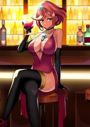 1girls 2019 alcohol artist_name bare_shoulders black_gloves black_thighhighs bottle breasts chest_jewel choker cleavage clothing crossed_legs dress drink earrings elbow_gloves evening_gown female female_only glass gloves hair_ornament high_heels highres holding_glass indoors jewelry large_breasts looking_at_viewer matching_hair/eyes necklace nintendo pyra red_dress red_eyes red_hair short_hair sideboob sitting smile solo stevechopz stool thick_thighs thighhighs thighs watermark wine xenoblade_(series) xenoblade_chronicles_2 zettai_ryouiki rating:Questionable score:153 user:Blookryynnn