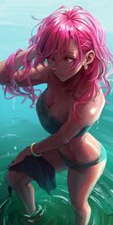 1girls absurdres big_breasts bikini bracelet breasts cleavage closed_mouth dark-skinned_female dark_skin earrings female fire_emblem fire_emblem:_three_houses green_bikini green_swimsuit hapi_(fire_emblem) highres jewelry kazuko_(towa) looking_down medium_hair nintendo ocean red_eyes red_hair sea seaside solo swimsuit water rating:Questionable score:115 user:Kitsuneeee