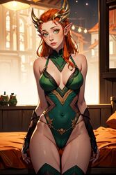 1girl 1girls ai_generated cameltoe critical_role critical_role:_vox_machina curvaceous curvy_female cute elf_ears female female_focus female_only freckles front_view green_eyes hair_on_breasts keyleth long_eyelashes long_hair looking_at_viewer natural_breasts night realistic red_hair red_lipstick sarella softcore standing tagme tall_female the_legend_of_vox_machina thin thin_waist white_skin rating:Explicit score:64 user:goddamm2255