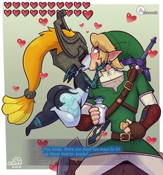 1boy 1girls ass big_ass blush bottom_heavy cobatsart cute english_text eyes_closed female imp imp_midna kissing link male midna pointy_ears shortstack straight surprised surprised_expression text the_legend_of_zelda thick_thighs twilight_princess wholesome wide_hips rating:Questionable score:628 user:justausername