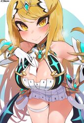 1girls bangs bare_legs bare_shoulders big_breasts blonde_hair blush breasts chest_jewel cleavage cleavage_cutout clothing_cutout dress elbow_gloves envelope female female_focus female_only gloves hikari_(xenoblade_2) jewelry jtveemo large_breasts legs letter long_hair looking_at_viewer matching_hair_and_eye_color mythra nintendo short_dress simple_background skindentation smash_ball smash_invitation smile solo super_smash_bros. swept_bangs thigh_strap tiara very_long_hair white_dress white_gloves xenoblade_(series) xenoblade_chronicles_2 yellow_eyes rating:Questionable score:147 user:justausername