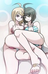 2girls ahoge akamatsu_kaede ass bikini blonde_hair brown_hair danganronpa danganronpa_v3 mosbles naegi_komaru short_hair smile straight_hair rating:Questionable score:159 user:MegaMoo