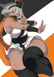 1girls bea_(pokemon) dark-skinned_female dark_skin grey_hair huge_ass huge_thighs naughty_face nintendo oryuto pokemon pokemon_ss seductive thick_thighs thighhighs thighs tomboy voluptuous rating:Questionable score:105 user:Ugabuga