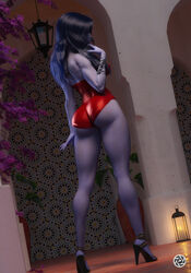 1girls 3d ass back_view big_ass big_butt blizzard_entertainment bubble_butt butt dat_ass dress female female_only fully_clothed high_heels long_hair nail_polish noahgraphicz overwatch solo swimsuit tease teasing widowmaker rating:Questionable score:401 user:asslover1337