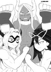 3girls anal_insertion anal_sex animal_ears biting_lip black_hair blush brown_skin bunny_ears dark-skinned_female dark_skin fisting long_hair looking_at_partner looking_down loquillo mask midnight_(my_hero_academia) miruko mount_lady muscular_female my_hero_academia nemuri_kayama rumi_usagiyama vaginal_insertion vaginal_penetration white_hair yuri yuu_takeyama rating:Explicit score:62 user:Cranium