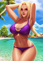 1girls absurd_res armpits arms_behind_back arms_behind_head arms_up barely_contained beach big_breasts bikini blonde_hair brown_eyes curvaceous curves curvy female female_focus female_only high_resolution highres hips hokage large_breasts lips lipstick long_hair luminyu mature mature_female naruto naruto_shippuden navel one-piece_swimsuit patreon patreon_reward patreon_username smile solo solo_focus summer swimsuit tagme tattoo thick_thighs thighs tsunade voluptuous white_skin yellow_hair rating:Questionable score:200 user:Futa_Warlord