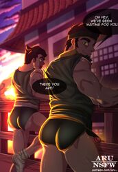 2020 2boys artist_name aru_nsfw ass avatar_the_last_airbender back back_view bara biceps big_ass bolin brown_hair bubble_ass bubble_butt character_name circumcised clothed clothing color copyright_name cousins dat_ass detailed_background digital_media_(artwork) dirty_socks duo english_text erection eyes family fence gay glans green_eyes green_shirt green_underwear hair headband human human_only looking_at_viewer looking_back male male_focus male_only multiple_boys muscle muscles muscular muscular_male nickelodeon open_mouth outdoors penis penis_out shorts smile smooth_skin socks standing sunset sweat sweating sweaty talking_to_viewer the_legend_of_korra tight_clothing tight_shorts tight_underwear tu_(avatar) uncensored underwear vein veins veiny_penis yaoi rating:Explicit score:70 user:Wippies2