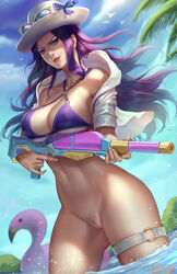 1girls bottomless caitlyn_kiramman female female_only gun league_of_legends nopeys pool_party_caitlyn pool_party_series pubic_hair purple_hair pussy solo vagina weapon rating:Explicit score:242 user:acds